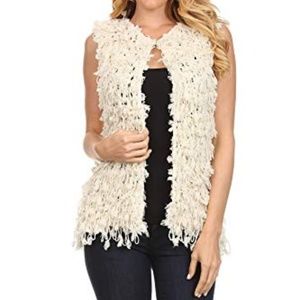 Open Trench Sleeveless Ivory Cardigan